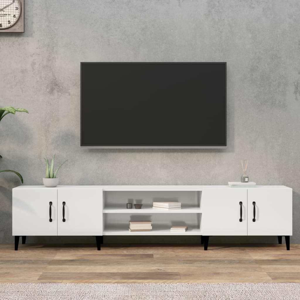 Modern Wooden Low Wide TV Tele Stand Media Unit Storage Cabinet With Doors