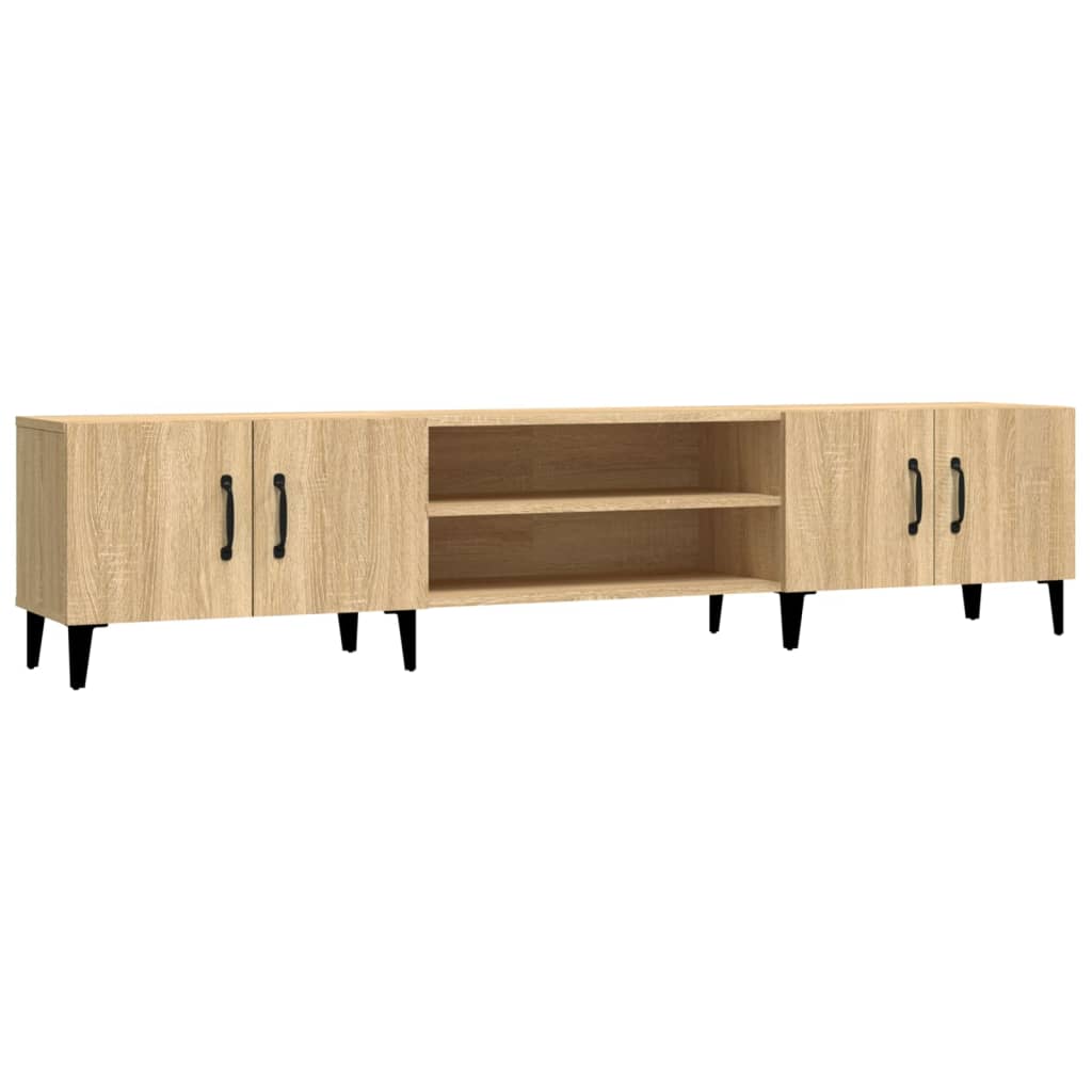 Modern Wooden Low Wide TV Tele Stand Media Unit Storage Cabinet With Doors