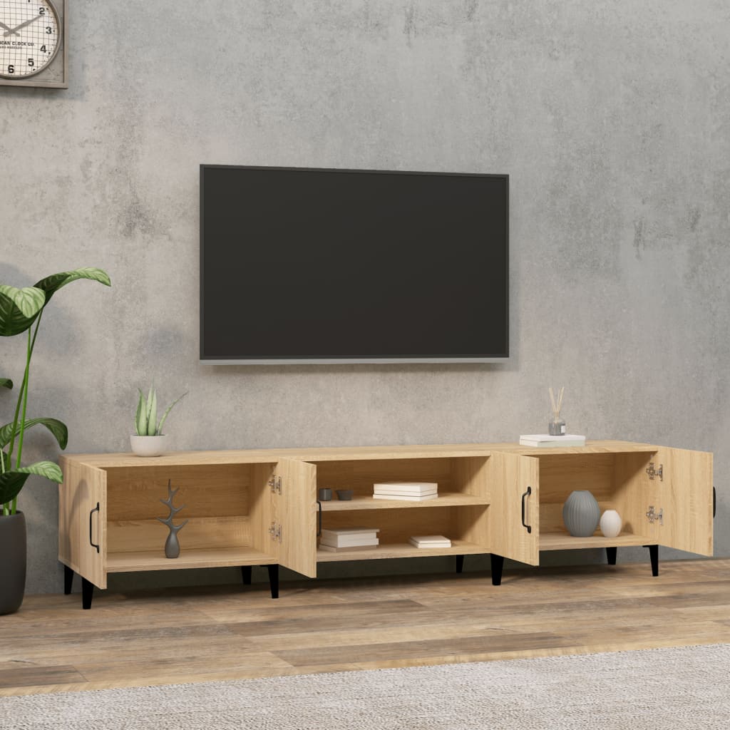 Modern Wooden Low Wide TV Tele Stand Media Unit Storage Cabinet With Doors