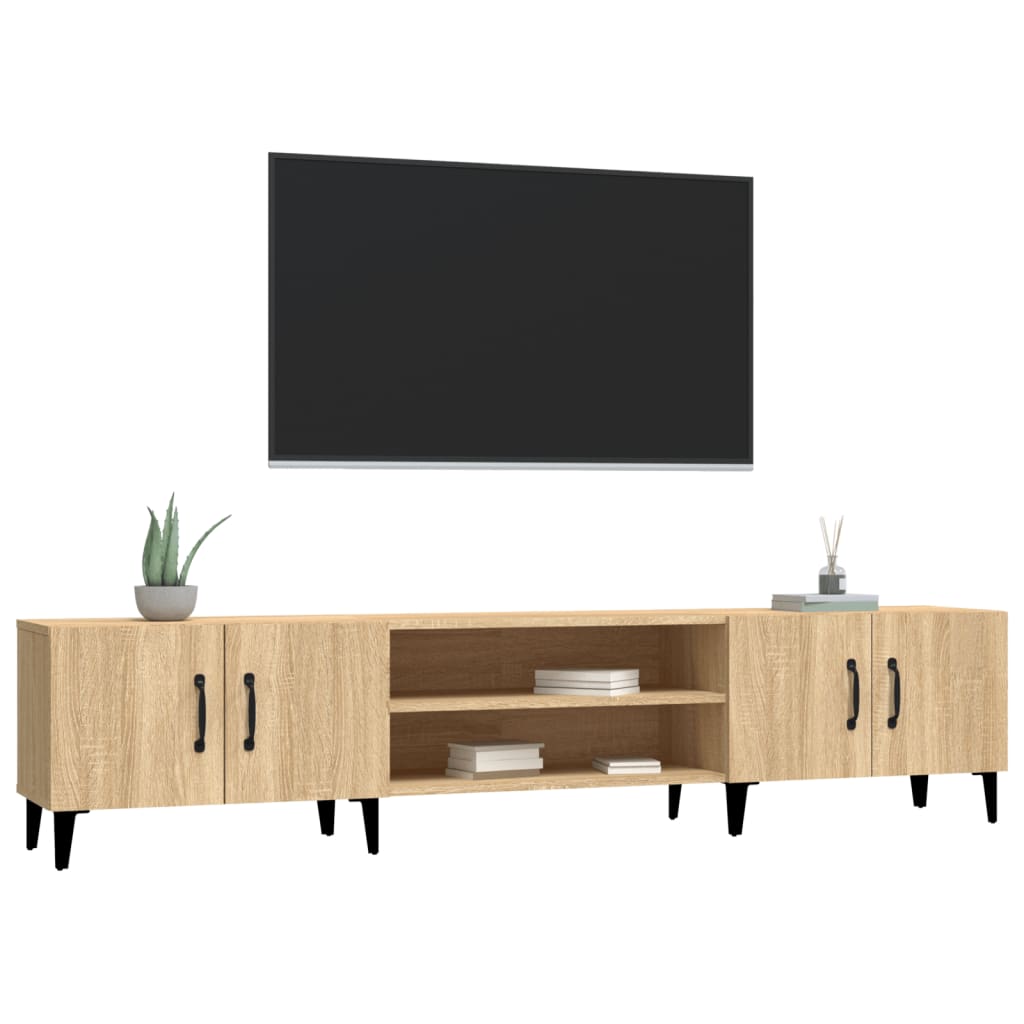 Modern Wooden Low Wide TV Tele Stand Media Unit Storage Cabinet With Doors
