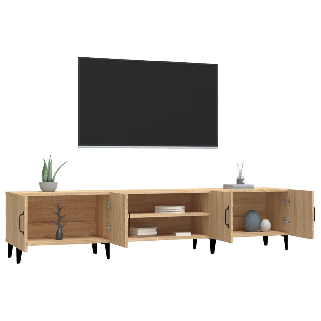 Modern Wooden Low Wide TV Tele Stand Media Unit Storage Cabinet With Doors