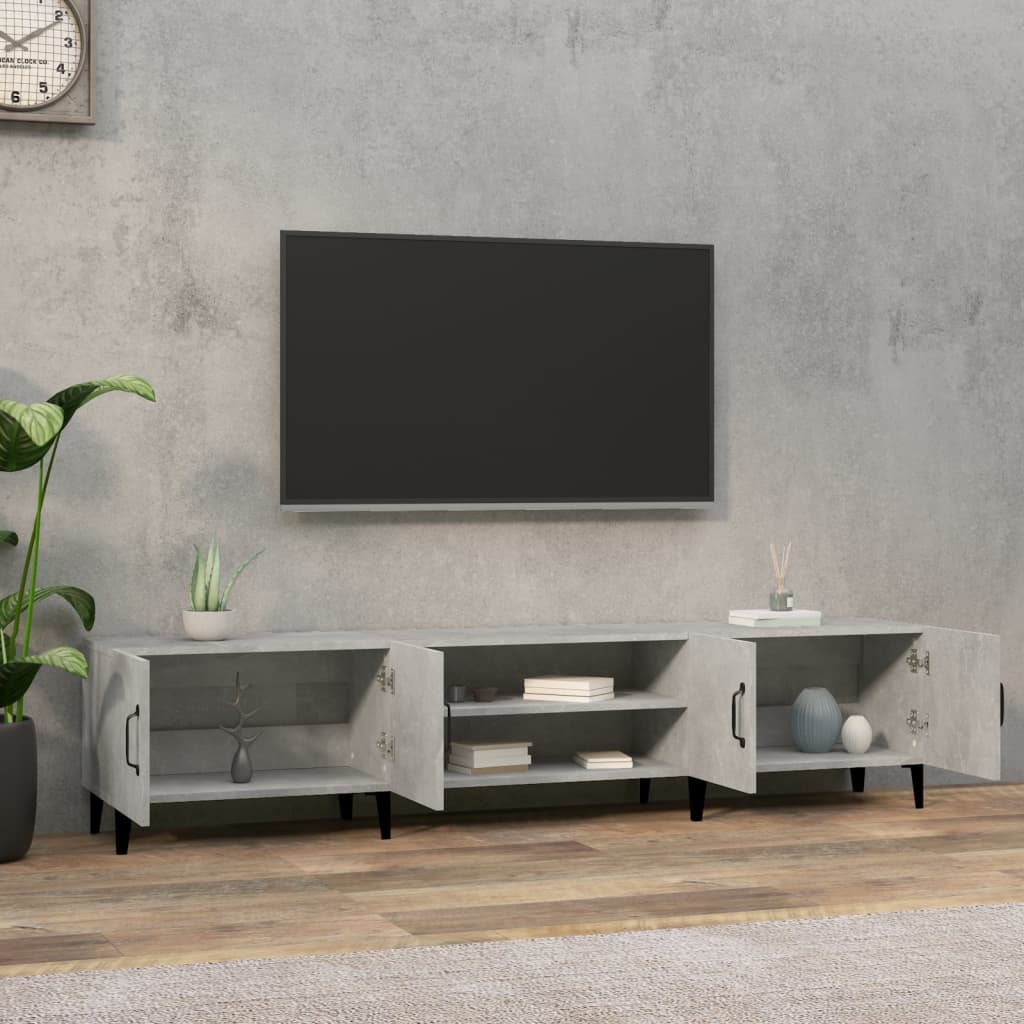 Modern Wooden Low Wide TV Tele Stand Media Unit Storage Cabinet With Doors