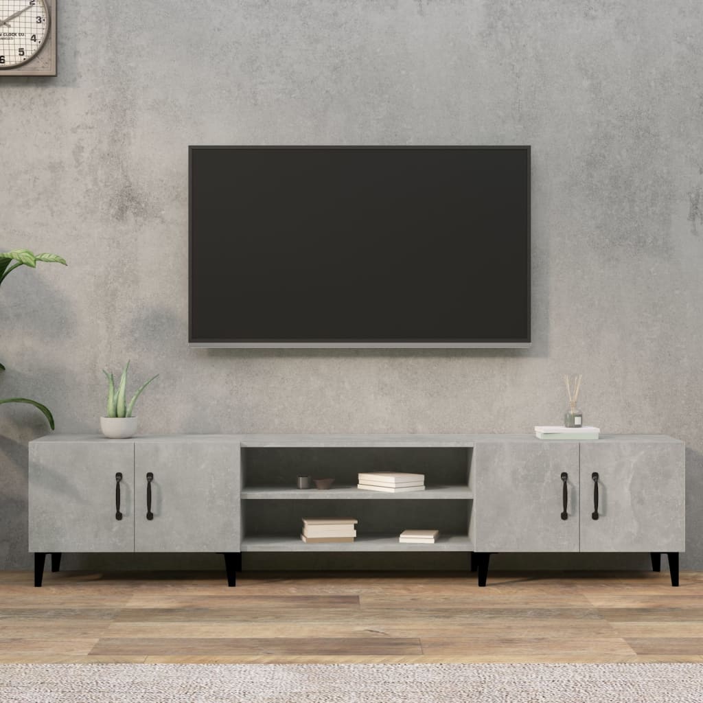 Modern Wooden Low Wide TV Tele Stand Media Unit Storage Cabinet With Doors