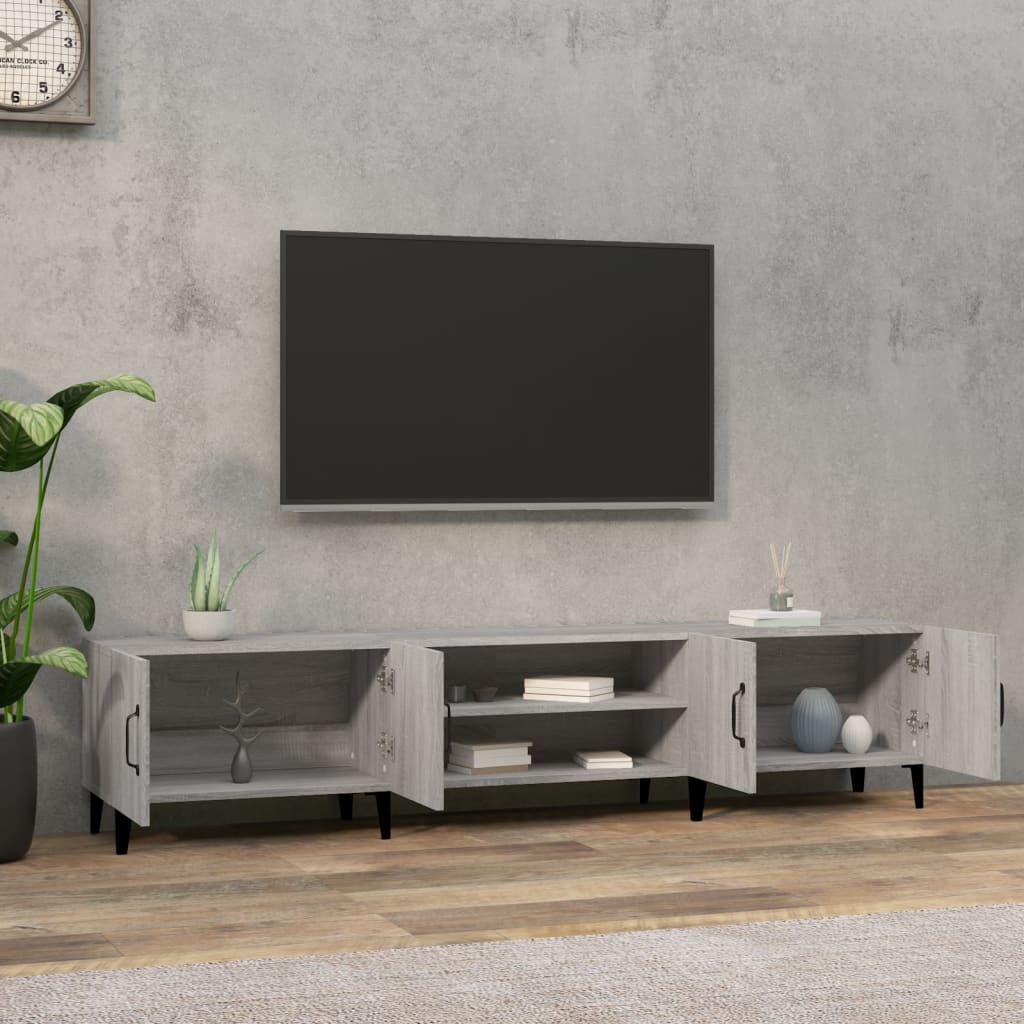 Modern Wooden Low Wide TV Tele Stand Media Unit Storage Cabinet With Doors