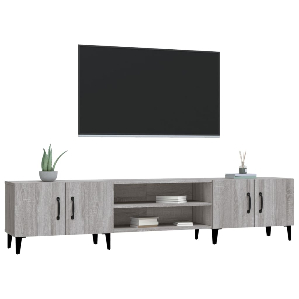 Modern Wooden Low Wide TV Tele Stand Media Unit Storage Cabinet With Doors
