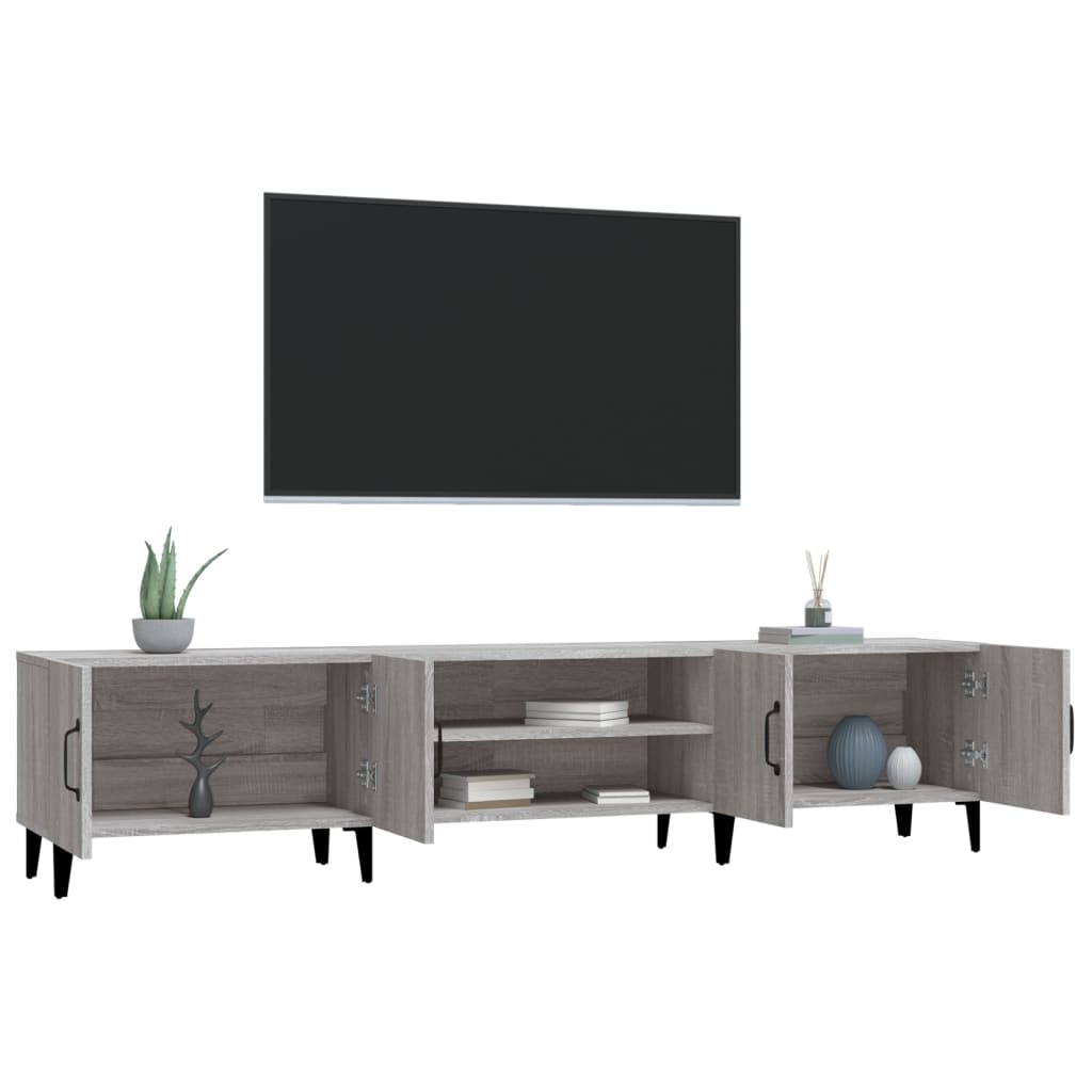 Modern Wooden Low Wide TV Tele Stand Media Unit Storage Cabinet With Doors