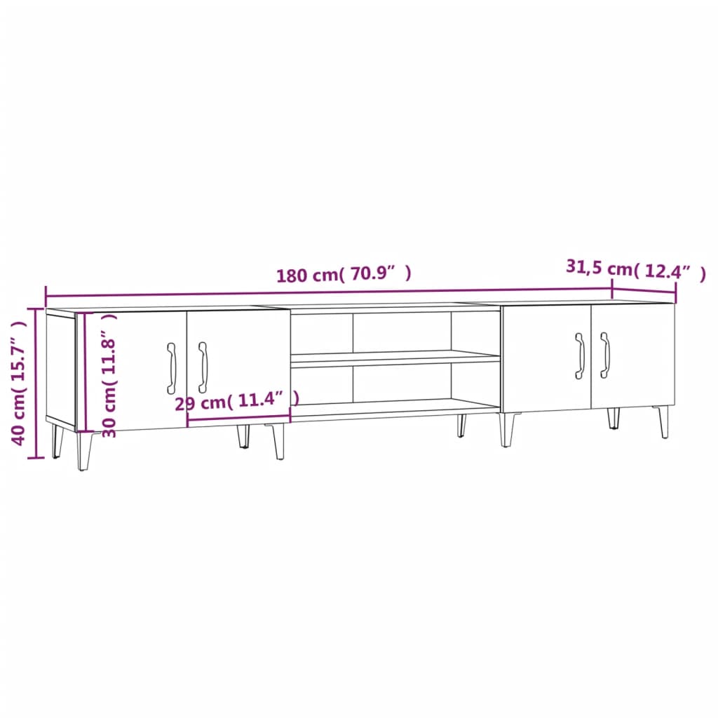 Modern Wooden Low Wide TV Tele Stand Media Unit Storage Cabinet With Doors