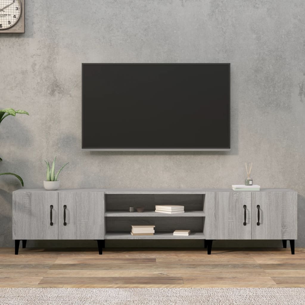 Modern Wooden Low Wide TV Tele Stand Media Unit Storage Cabinet With Doors