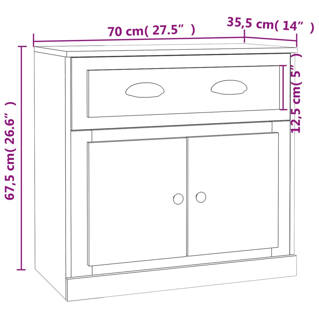 Sideboard Concrete Grey 70x35.5x67.5 cm Engineered Wood