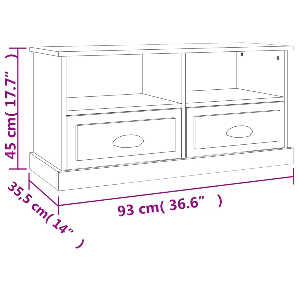 TV Cabinet Brown Oak 93x35.5x45 cm Engineered Wood