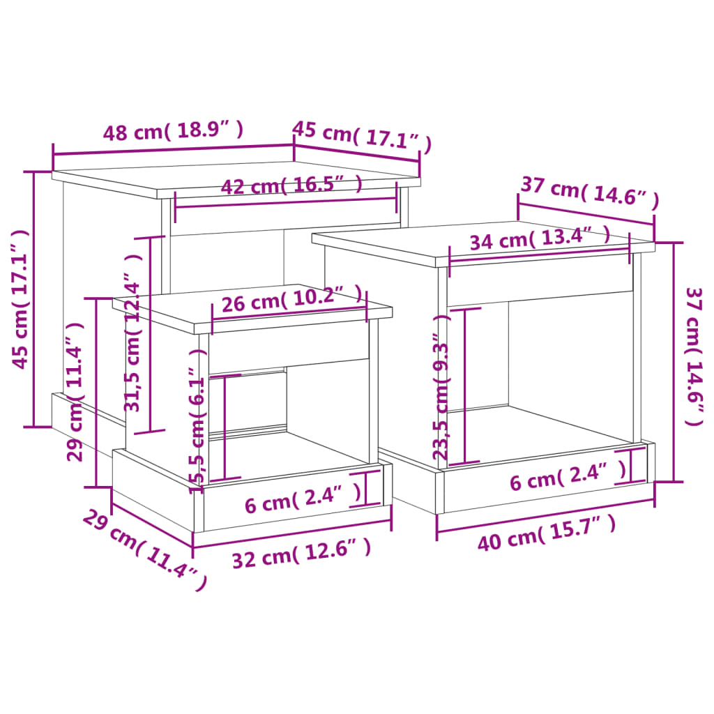 Coffee Tables 3 pcs High Gloss White Engineered Wood