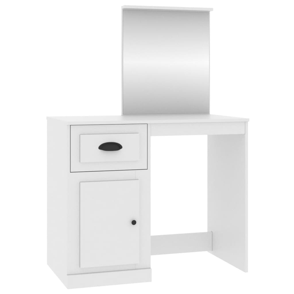 Modern Wooden Dressing Table Makeup Vanity Desk Table With Drawer Cupboard Mirror