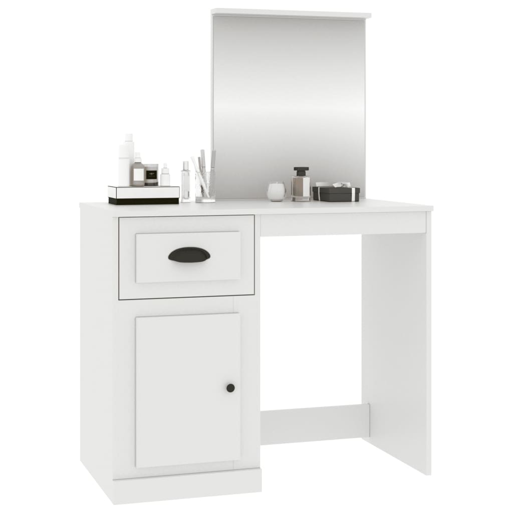 Modern Wooden Dressing Table Makeup Vanity Desk Table With Drawer Cupboard Mirror