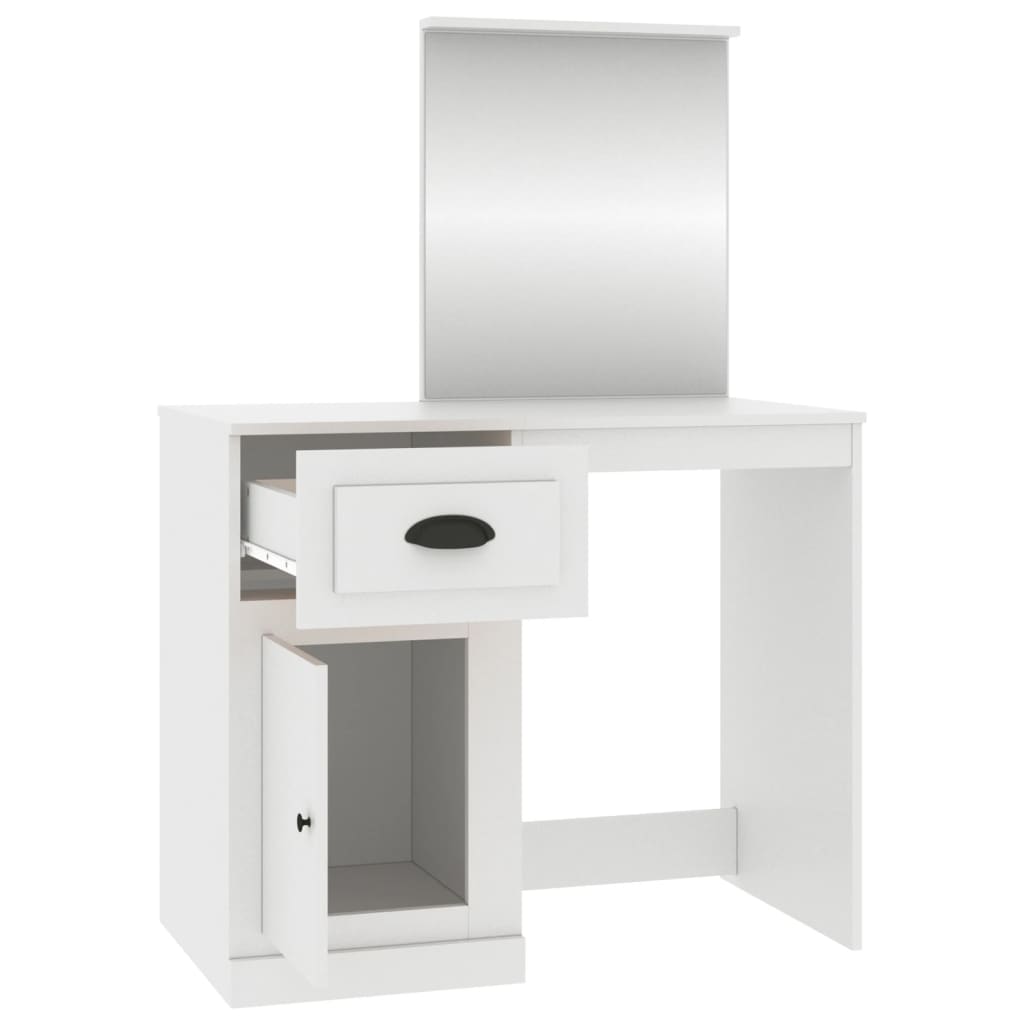 Modern Wooden Dressing Table Makeup Vanity Desk Table With Drawer Cupboard Mirror