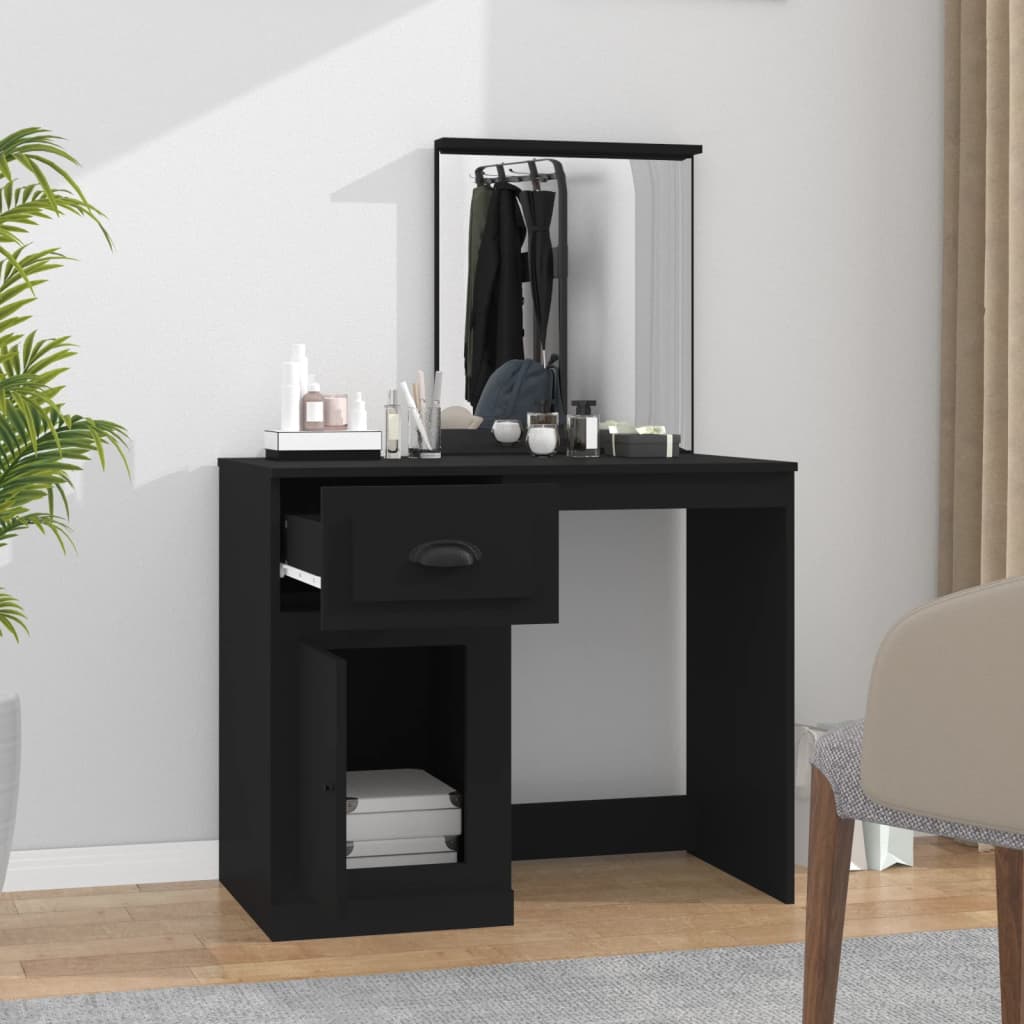 Modern Wooden Dressing Table Makeup Vanity Desk Table With Drawer Cupboard Mirror