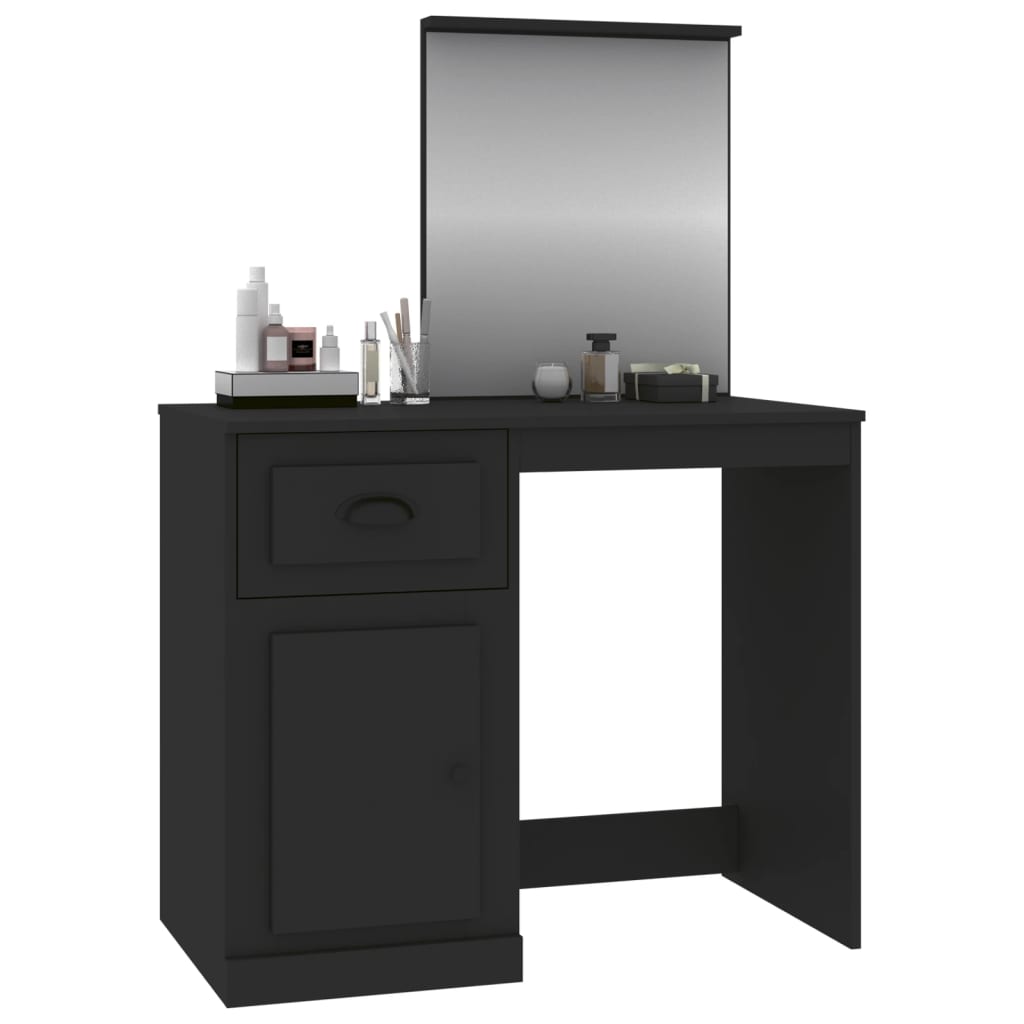 Modern Wooden Dressing Table Makeup Vanity Desk Table With Drawer Cupboard Mirror