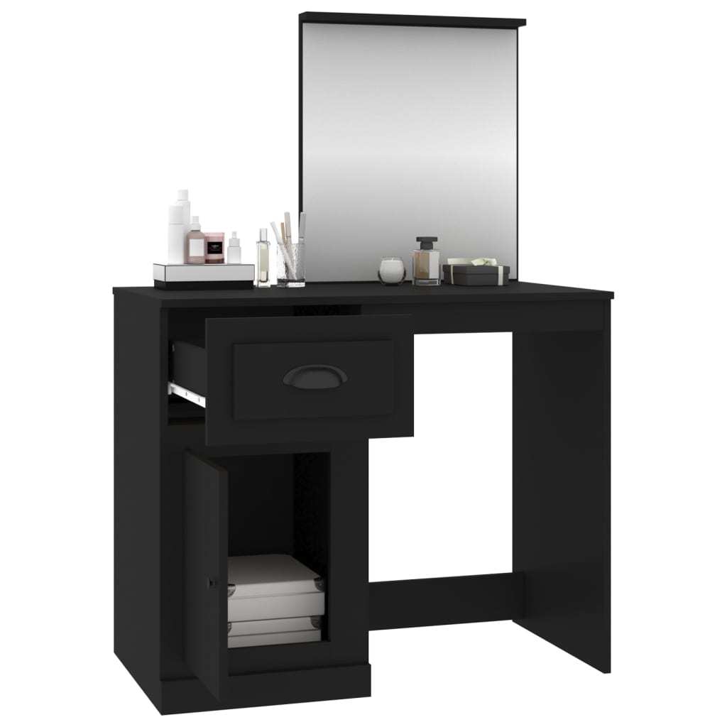 Modern Wooden Dressing Table Makeup Vanity Desk Table With Drawer Cupboard Mirror
