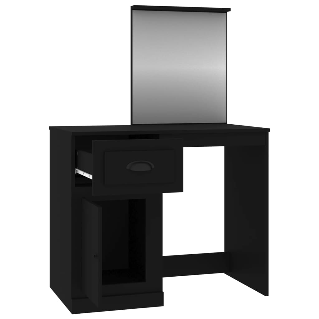 Modern Wooden Dressing Table Makeup Vanity Desk Table With Drawer Cupboard Mirror