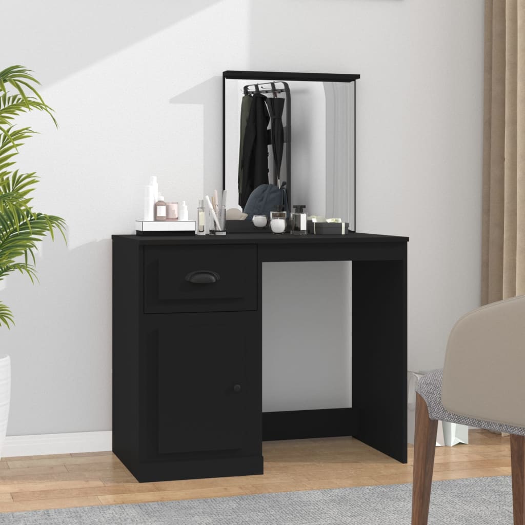 Modern Wooden Dressing Table Makeup Vanity Desk Table With Drawer Cupboard Mirror