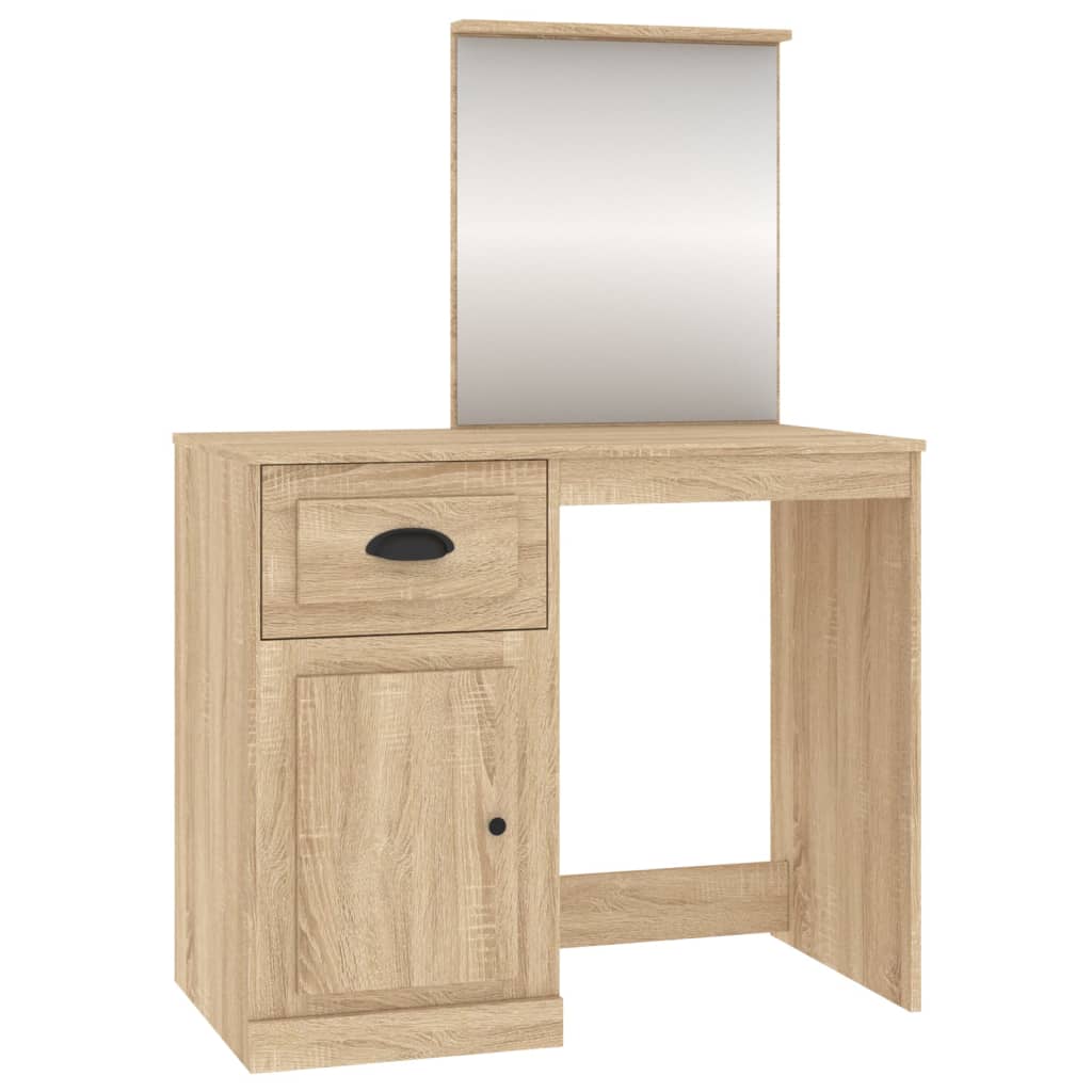 Modern Wooden Dressing Table Makeup Vanity Desk Table With Drawer Cupboard Mirror