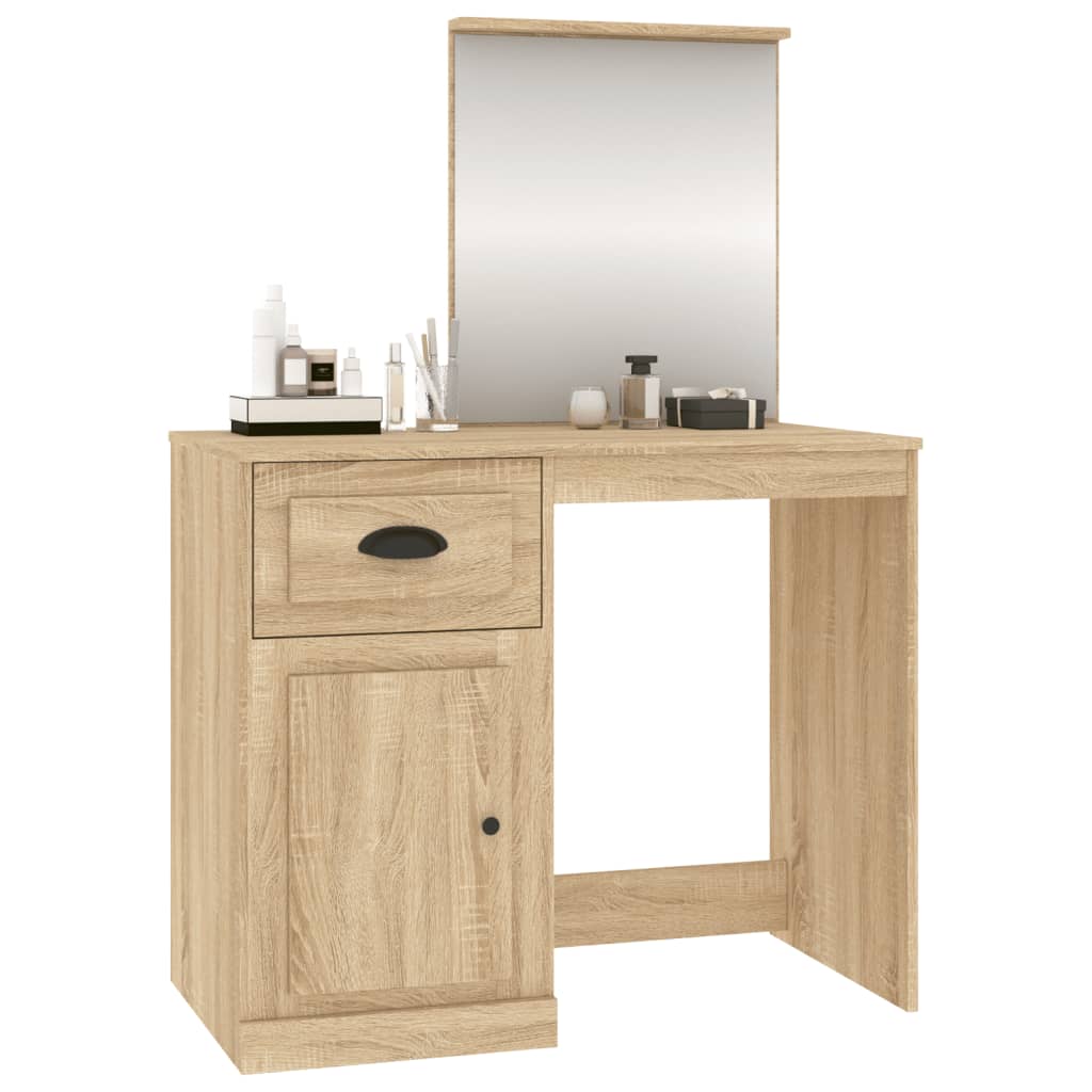 Modern Wooden Dressing Table Makeup Vanity Desk Table With Drawer Cupboard Mirror
