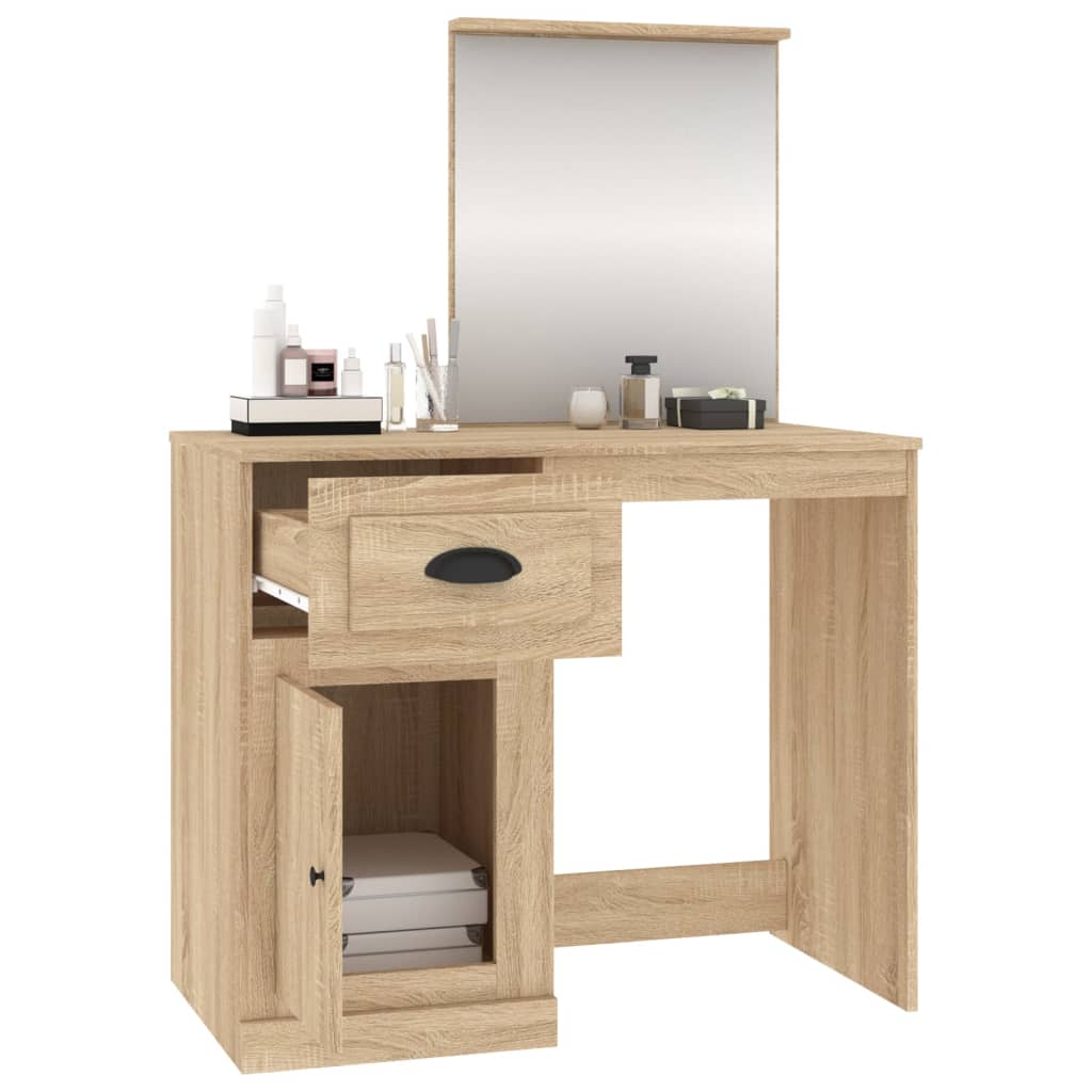 Modern Wooden Dressing Table Makeup Vanity Desk Table With Drawer Cupboard Mirror