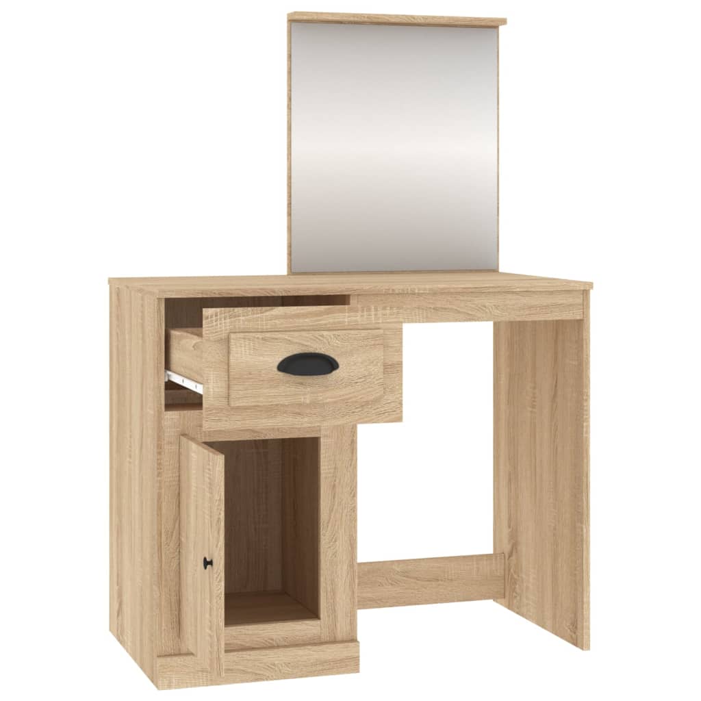 Modern Wooden Dressing Table Makeup Vanity Desk Table With Drawer Cupboard Mirror