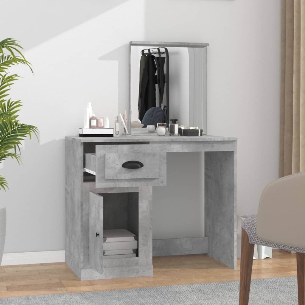 Modern Wooden Dressing Table Makeup Vanity Desk Table With Drawer Cupboard Mirror