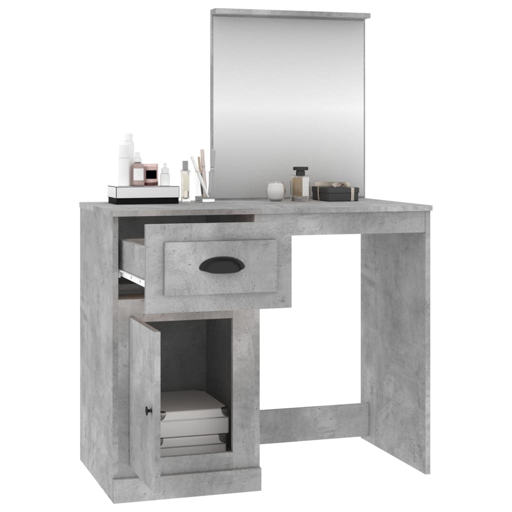 Modern Wooden Dressing Table Makeup Vanity Desk Table With Drawer Cupboard Mirror