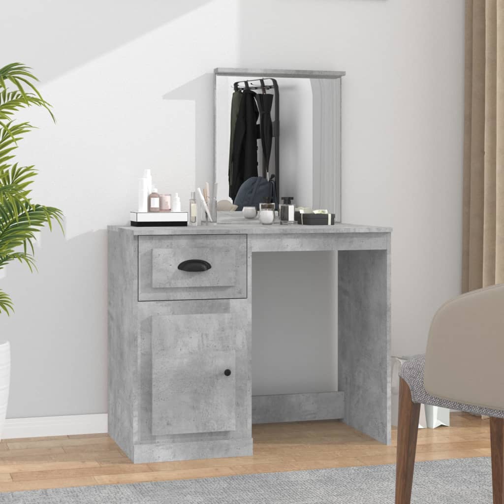 Modern Wooden Dressing Table Makeup Vanity Desk Table With Drawer Cupboard Mirror