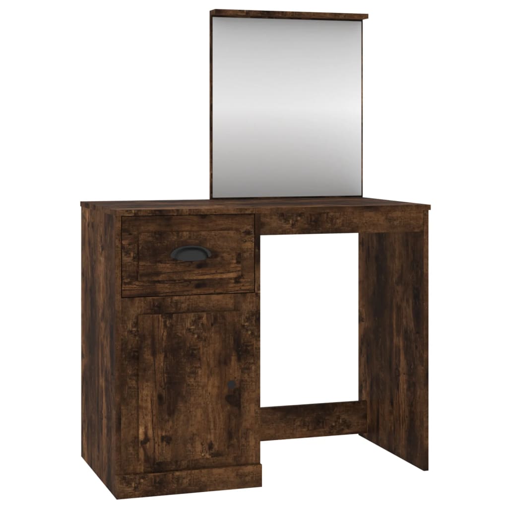Modern Wooden Dressing Table Makeup Vanity Desk Table With Drawer Cupboard Mirror