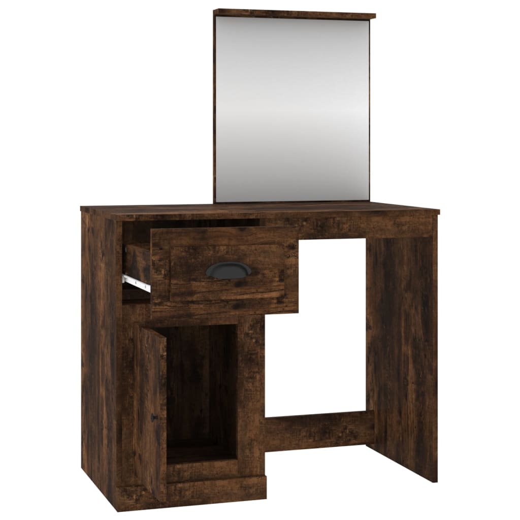 Modern Wooden Dressing Table Makeup Vanity Desk Table With Drawer Cupboard Mirror