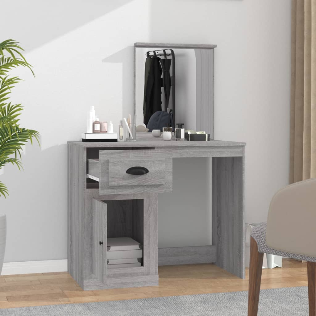 Modern Wooden Dressing Table Makeup Vanity Desk Table With Drawer Cupboard Mirror