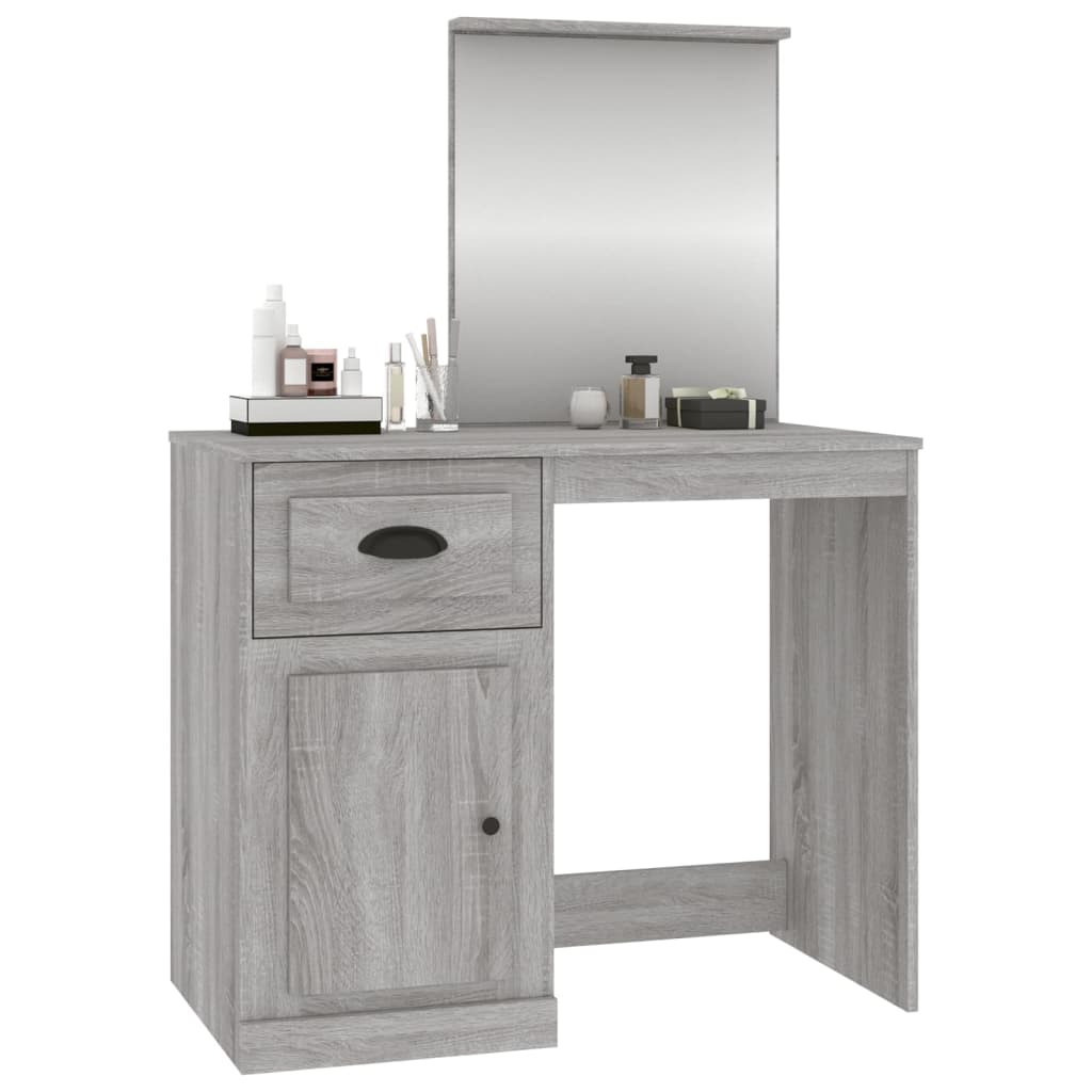 Modern Wooden Dressing Table Makeup Vanity Desk Table With Drawer Cupboard Mirror