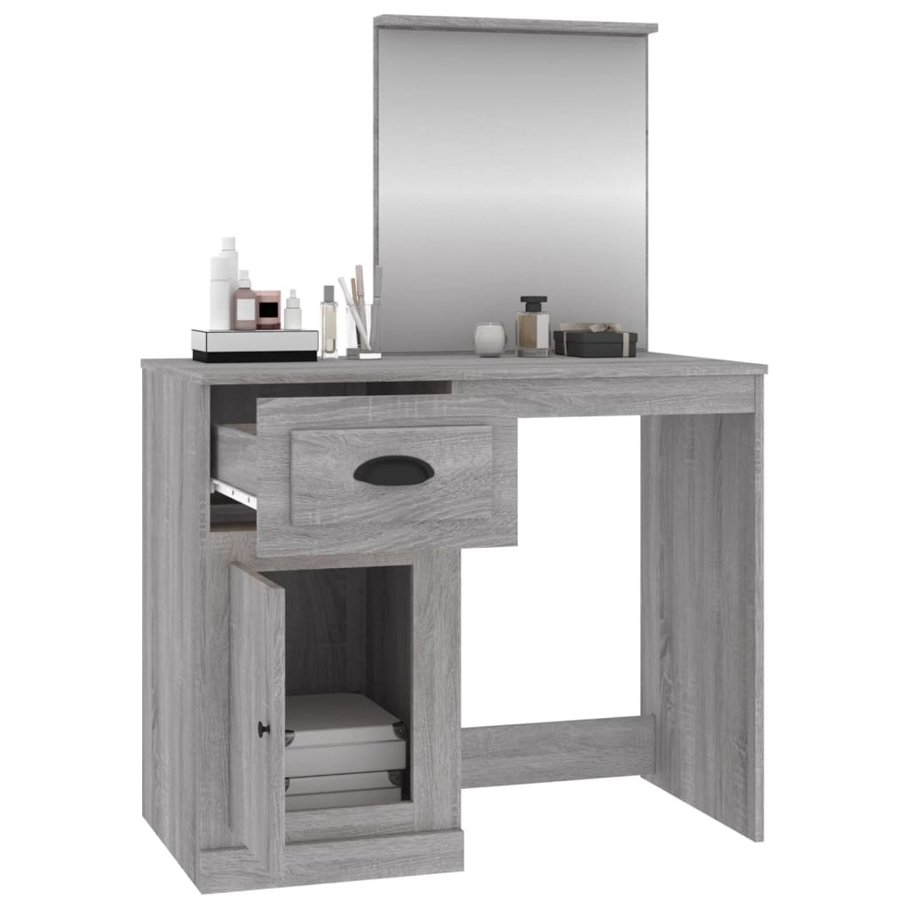 Modern Wooden Dressing Table Makeup Vanity Desk Table With Drawer Cupboard Mirror