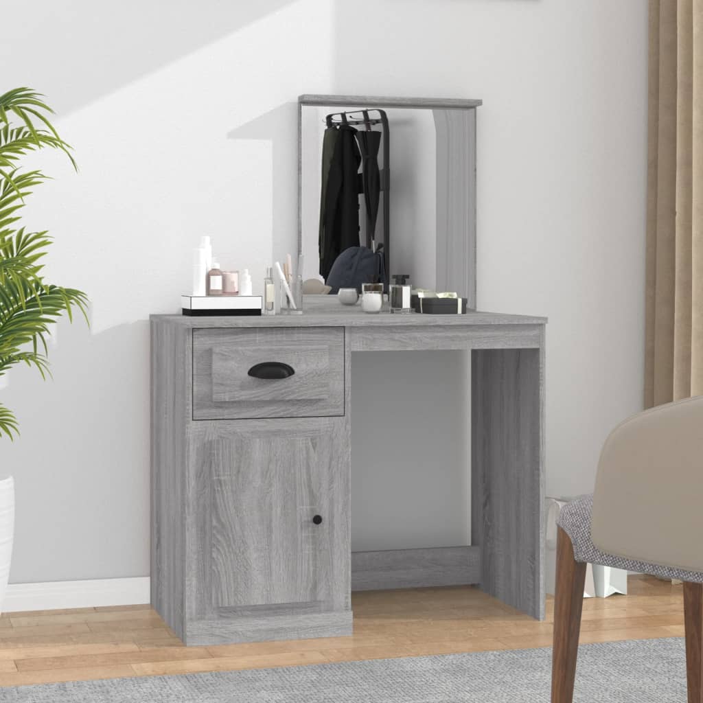 Modern Wooden Dressing Table Makeup Vanity Desk Table With Drawer Cupboard Mirror
