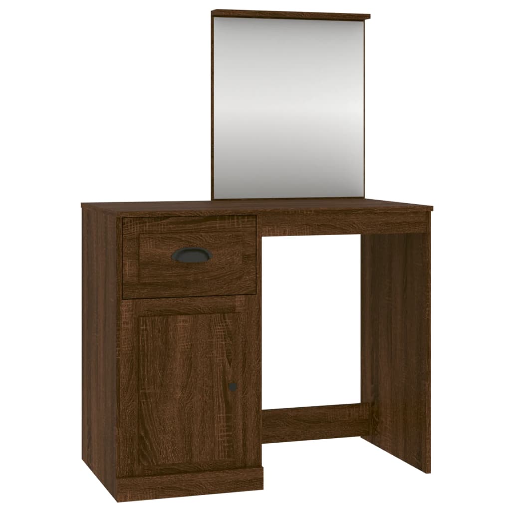 Modern Wooden Dressing Table Makeup Vanity Desk Table With Drawer Cupboard Mirror