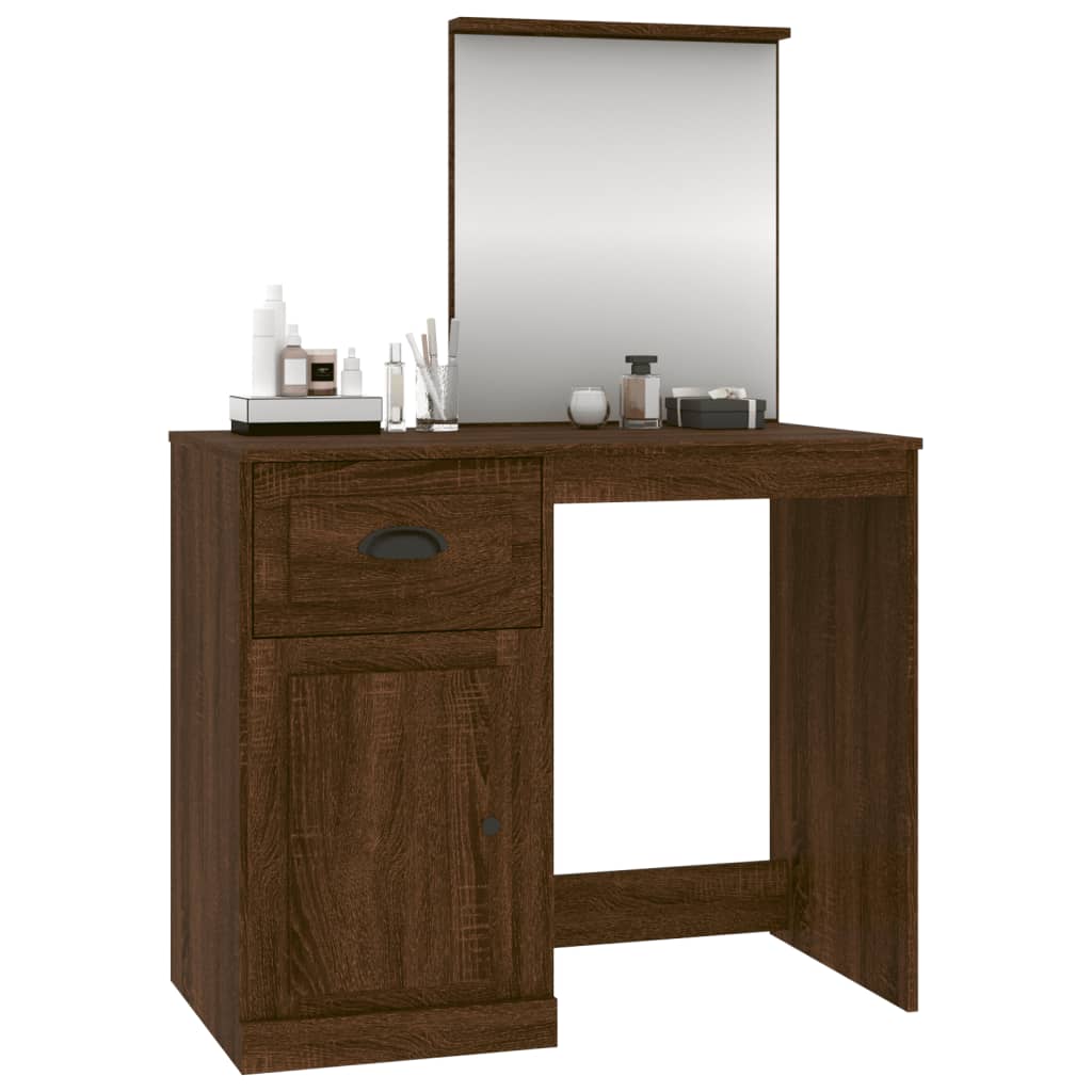 Modern Wooden Dressing Table Makeup Vanity Desk Table With Drawer Cupboard Mirror