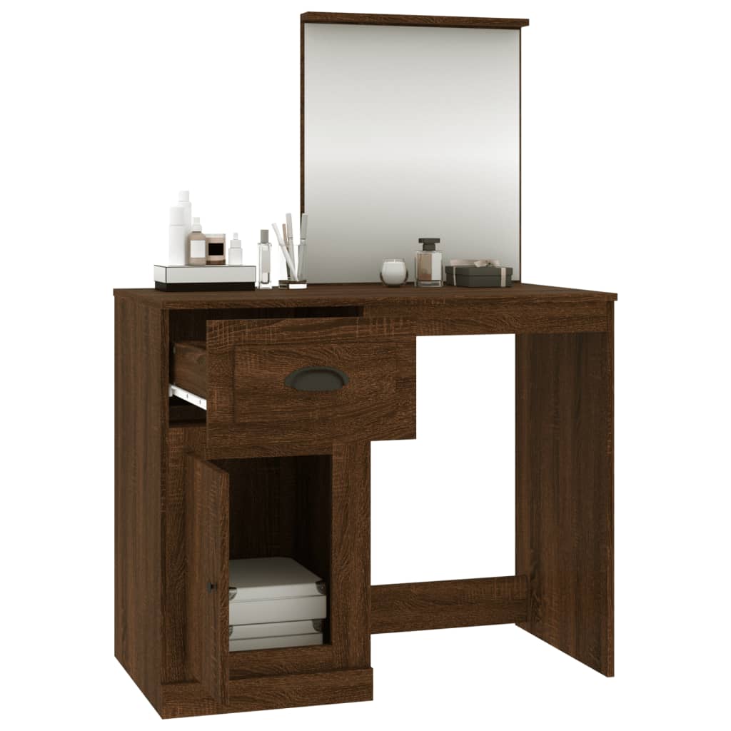 Modern Wooden Dressing Table Makeup Vanity Desk Table With Drawer Cupboard Mirror