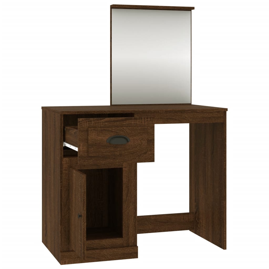 Modern Wooden Dressing Table Makeup Vanity Desk Table With Drawer Cupboard Mirror
