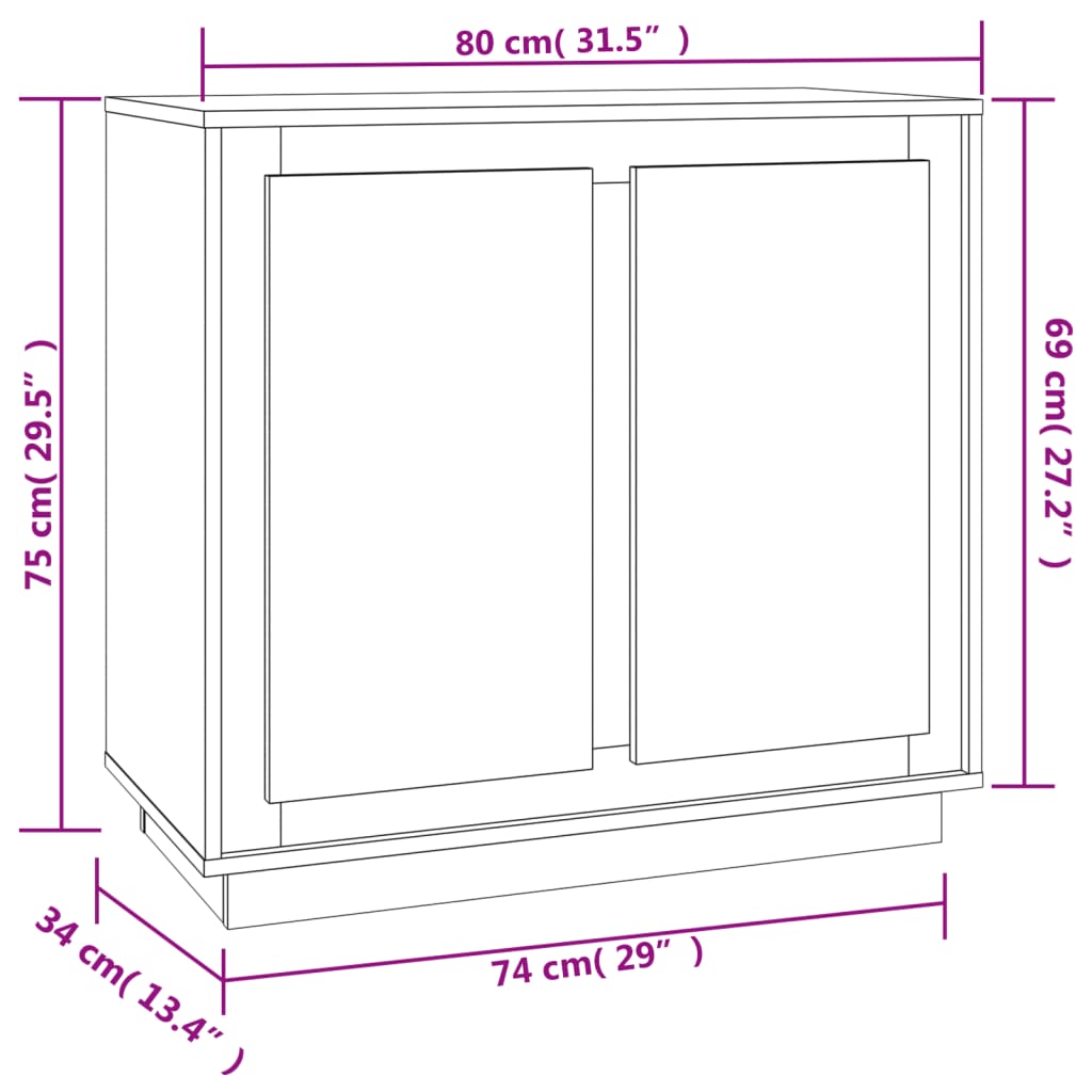 Sideboard Sonoma Oak 80x34x75 cm Engineered Wood