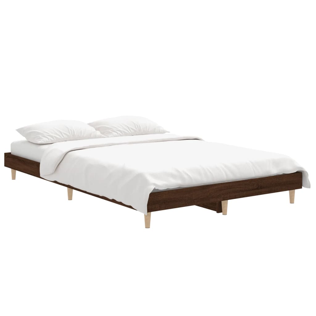 Bed Frame without Mattress Brown Oak 120x190 cm Small Double Engineered Wood