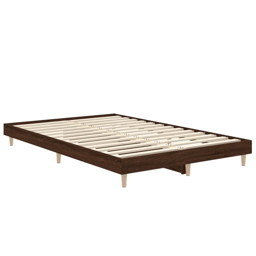 Bed Frame without Mattress Brown Oak 120x190 cm Small Double Engineered Wood