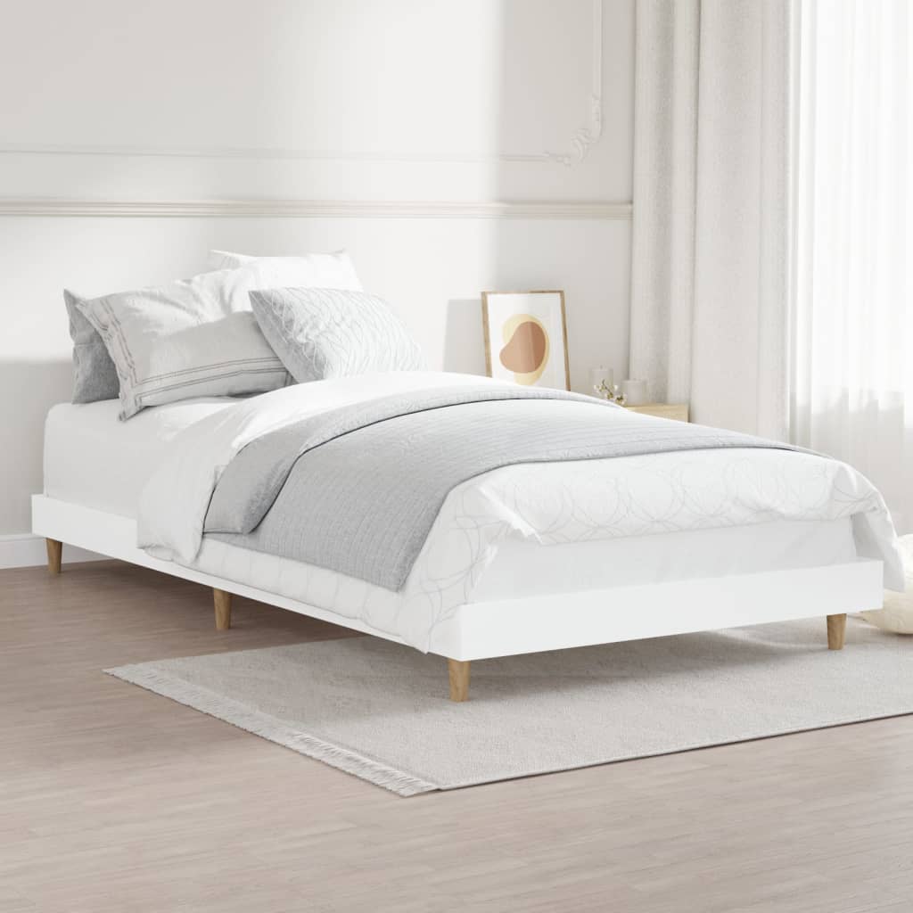 Bed Frame without Mattress White 90x190 cm Single Engineered Wood