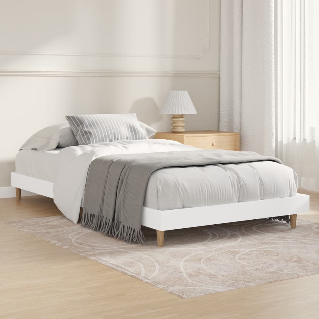 Bed Frame without Mattress White 90x190 cm Single Engineered Wood