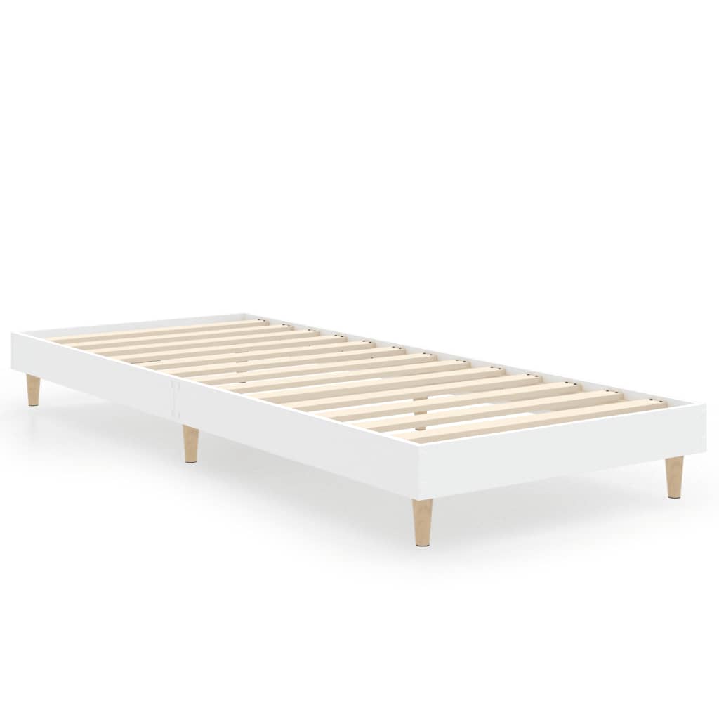 Bed Frame without Mattress White 75x190 cm Small Single Engineered Wood