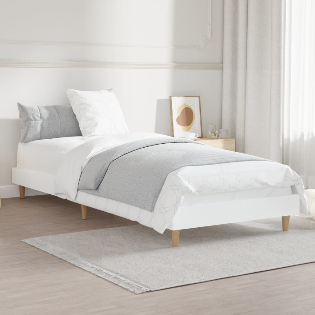 Bed Frame without Mattress White 75x190 cm Small Single Engineered Wood