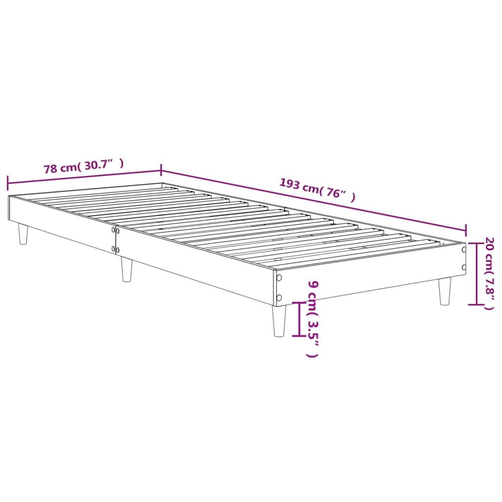 Bed Frame without Mattress White 75x190 cm Small Single Engineered Wood