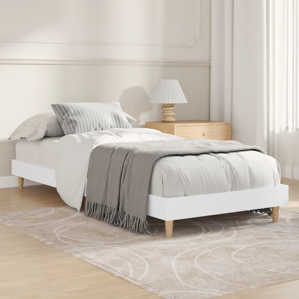 Bed Frame without Mattress White 75x190 cm Small Single Engineered Wood