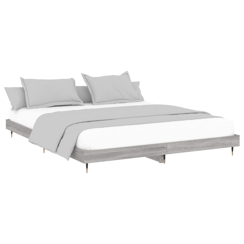 Bed Frame without Mattress Grey Sonoma 160x200 cm Engineered Wood